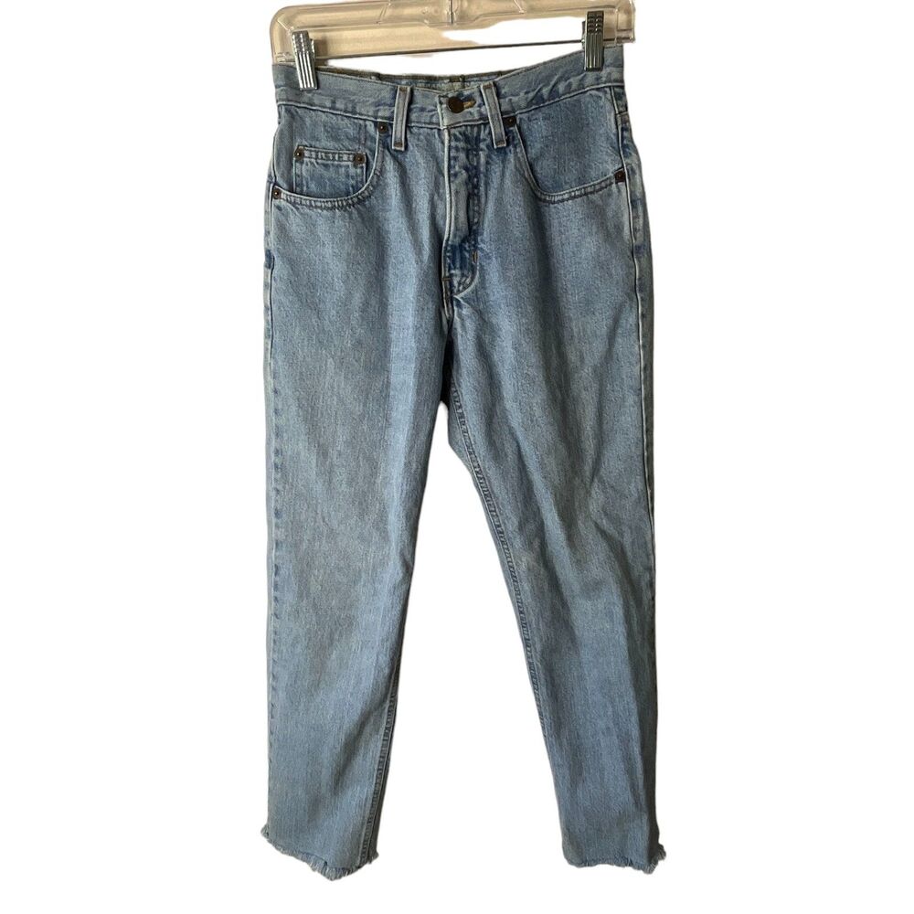 Abercrombie & Fitch Denim Super Skinny Jeans Sz 28x32 90s Light Wash Raw Hem
